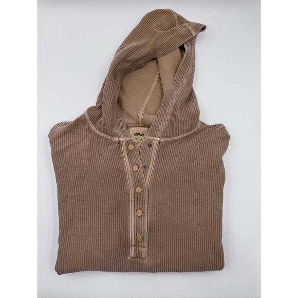 Aerie Oversized Textured Sand Henley Hoodie Small - Picture 2 of 6